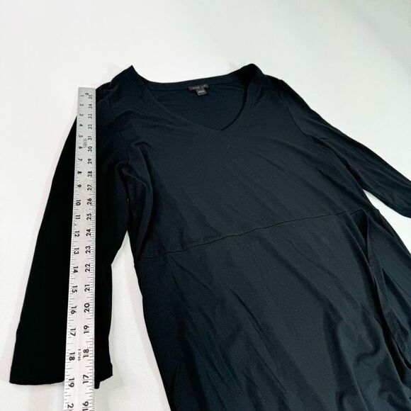 J. Jill Wearever Collection Dress Womens Large Black Solid 3/4 Sleeve Shift Midi - Picture 6 of 10